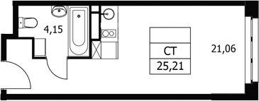 Студия, 25.21 м², 7/21 этаж, ЖК «Волковская 67»