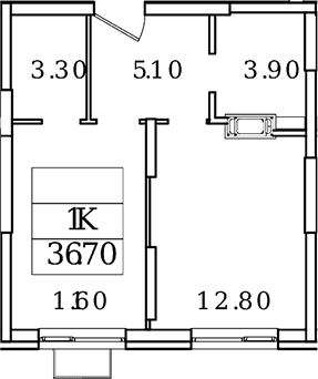 1-комн., 36.7 м², 18/20 этаж, ЖК «Видный Берег 2.0»