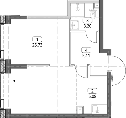 Студия, 40.12 м², 27/56 этаж, ЖК «СИТИДЗЕН»