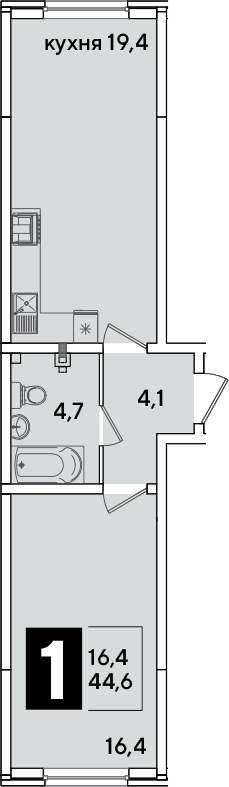 2-комн. квартира, 44.6 м² в ЖК Самолет — фото 2
