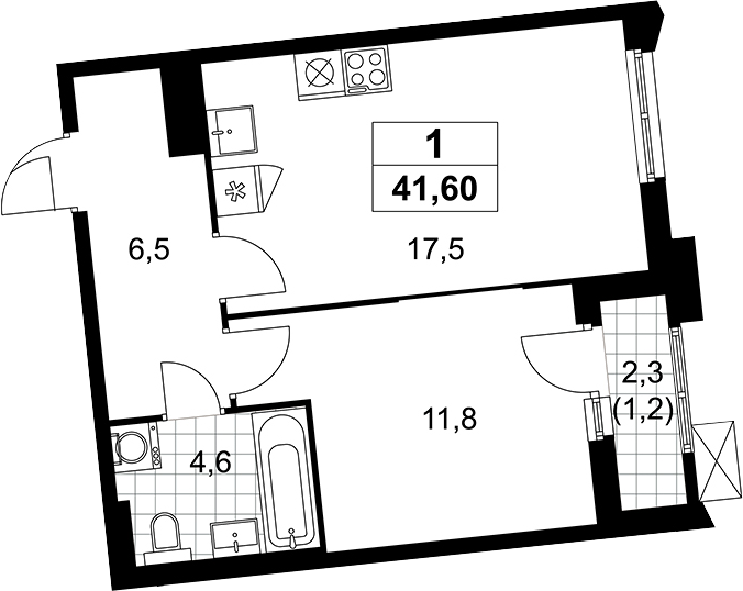 2-комн., 40.4 м², 15/16 этаж, ЖК «Деснаречье»