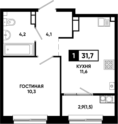 1-комн. Резиденция Софи