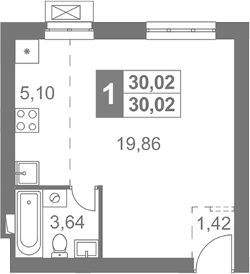 Студия, 30.02 м², 3/4 этаж, ЖК «Жаворонки Клаб»