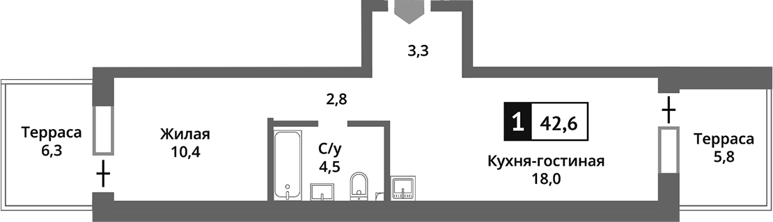 2-комн., 35.37 м², 1/6 этаж, ЖК «Никольский квартал Отрада»