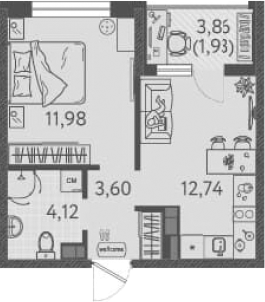 1-комн. квартира, 32.44 м² в ЖК Друзья — фото 2