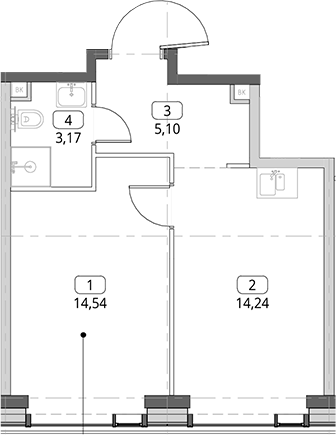 1-комн., 37.05 м², 23/26 этаж, ЖК «СИТИДЗЕН»