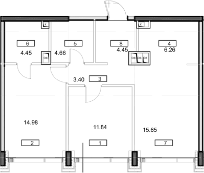 3-комн., 65.69 м², 49/55 этаж, ЖК «Мод»
