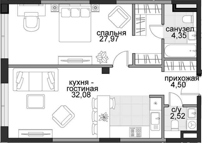 2-комн. Садовническая, 69