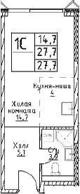 Студия, 27.7 м², 18/29 этаж, ЖК «Наметкин Тауэр»