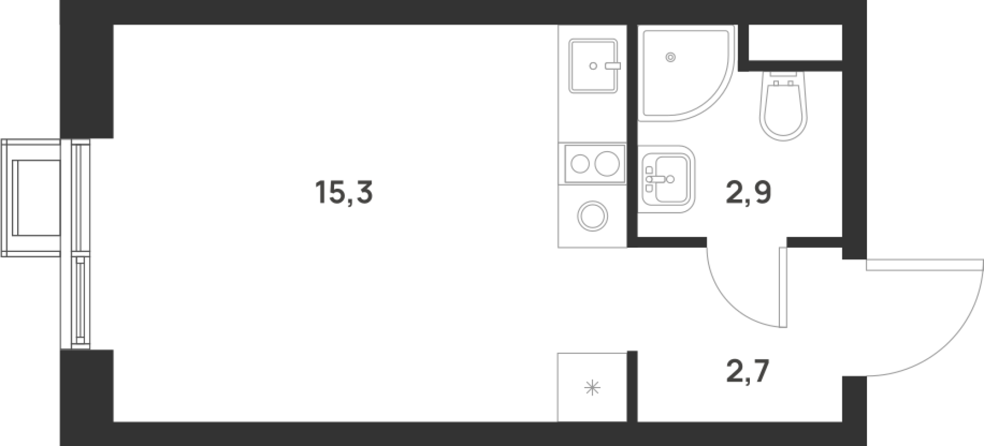 Студия, 20.9 м², 17/17 этаж, ЖК «Форевиль»