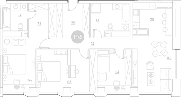 4+ комнаты, 113.5 м², 24/29 этаж, ЖК «ВЭРИ на Ботанической»