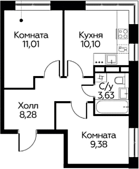 2-комн. Цветочные Поляны