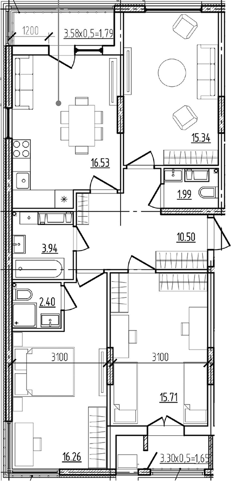4-комн. квартира, 82.67 м² в ЖК Моренуар — фото 2