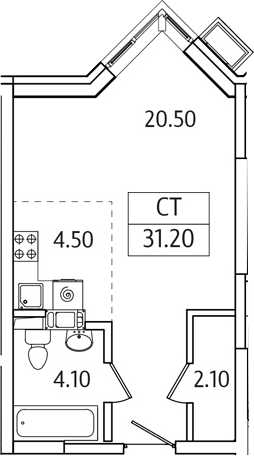 Студия, 31.2 м², 5/21 этаж, ЖК «Видный Берег 2.0»