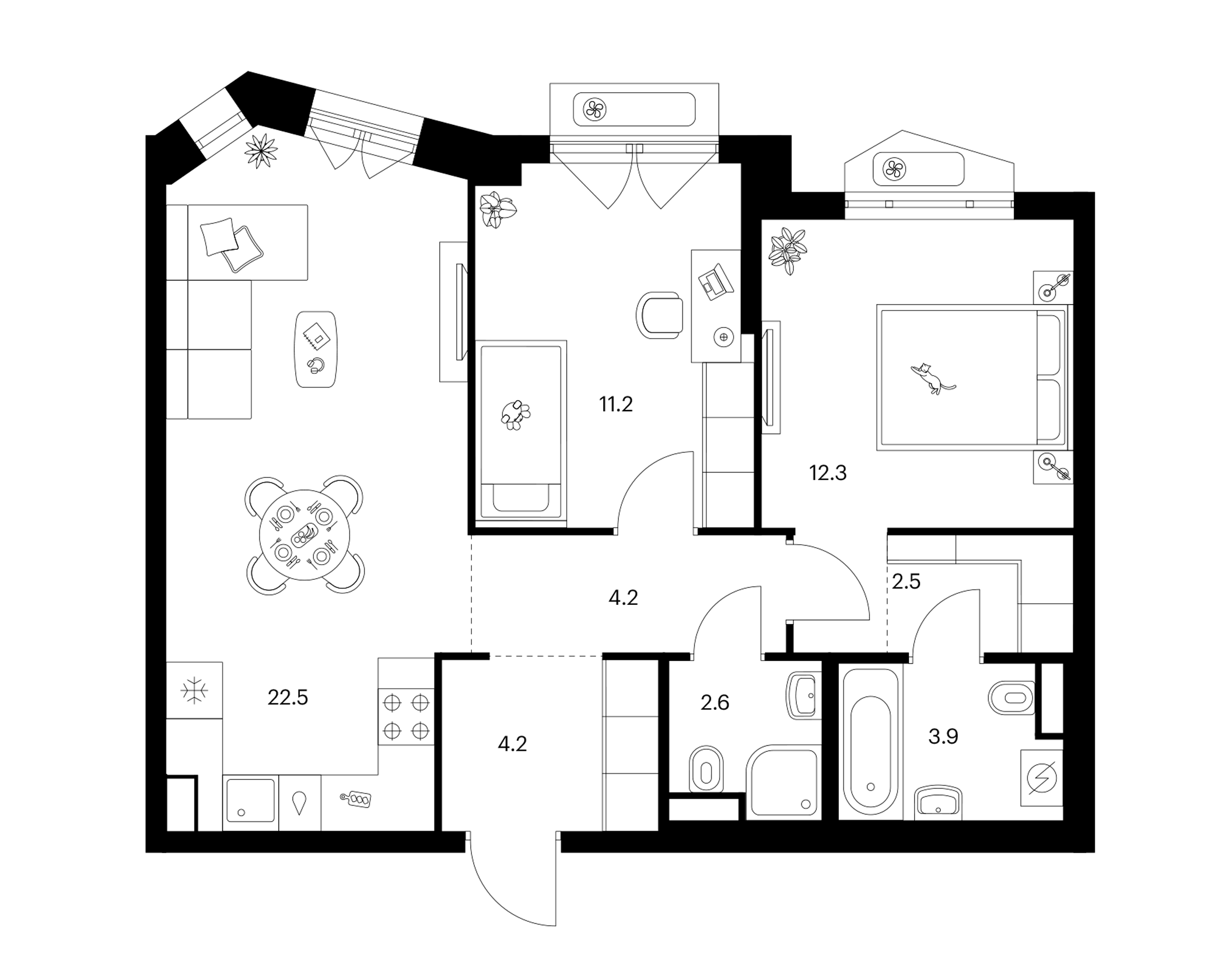 2-комн., 63.4 м², 5/32 этаж, ЖК «Мичуринский парк»