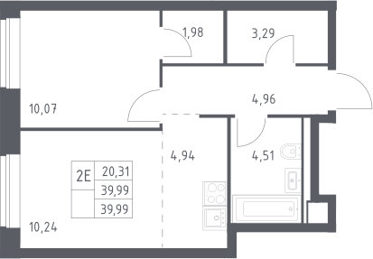 2-комн., 40 м², 8/9 этаж, ЖК «Верейская 41»