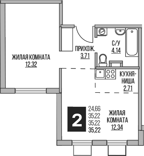 2-комн. Гранель Аникеевский