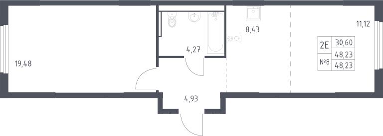 2-комн., 48.2 м², 17/17 этаж, ЖК «Пригород Лесное»