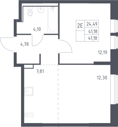 2-комн., 41.2 м², 2/17 этаж, ЖК «Пригород Лесное»