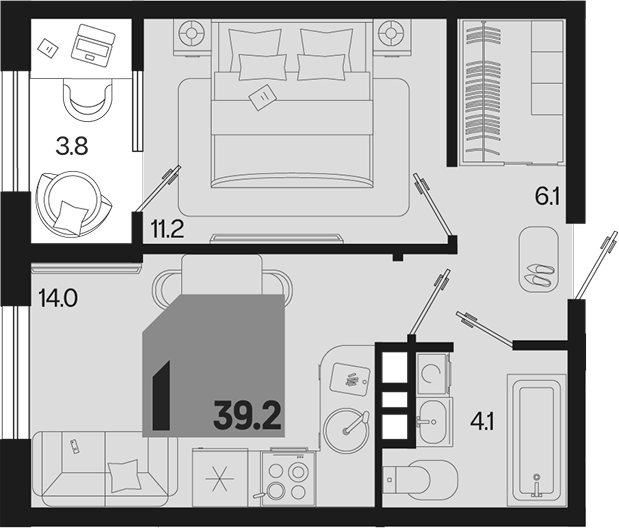 1-комн. квартира, 35.4 м² в ЖК Первое место — фото 2