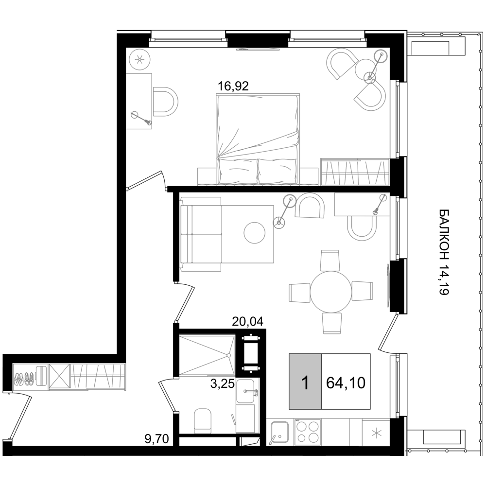 2-комн., 49.91 м², 6/8 этаж, ЖК «IT гостиничный комплекс Корсаков»