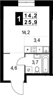 Студия, 25.9 м², 2/32 этаж, ЖК «1-й Измайловский»