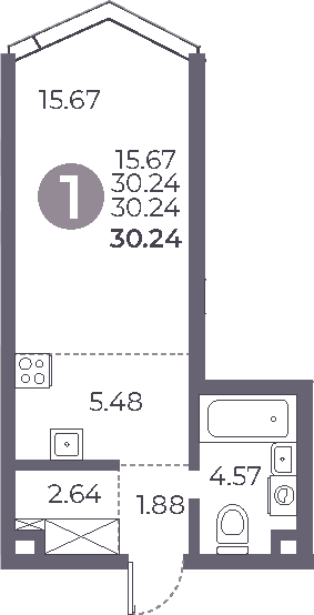 Студия, 30.24 м², 17/27 этаж, ЖК «Мневники от Гранель»