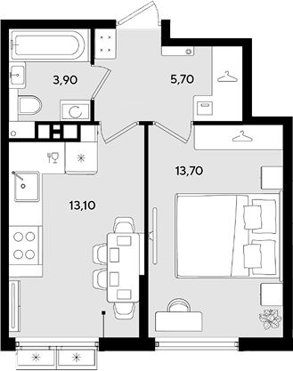 1-комн. квартира, 36.4 м² в ЖК Порто-Ново — фото 2