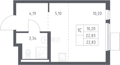 Студия, 22.83 м², 13/17 этаж, ЖК «Горки Парк»