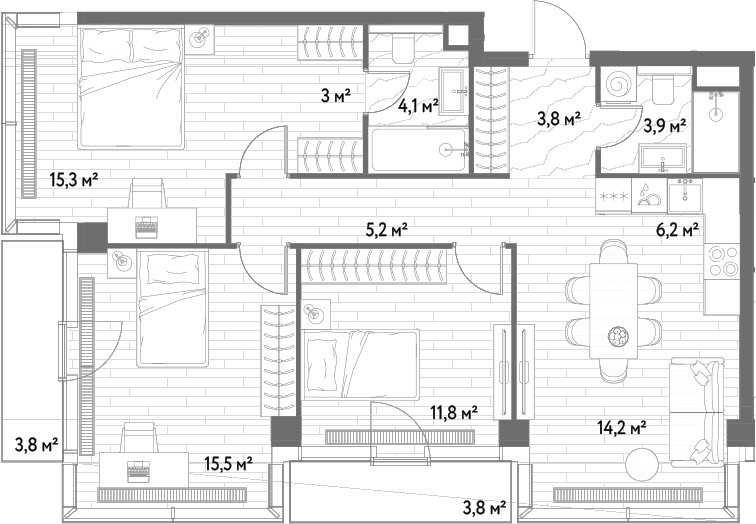 4+ комнаты, 82.92 м², 16/33 этаж, ЖК «С5»