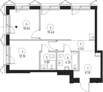 3-комн., 60.3 м², 3/59 этаж, ЖК «СЕТ»