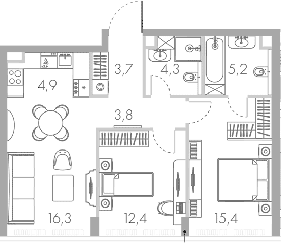 3-комн., 65 м², 28/45 этаж, ЖК «Ривер Парк Кутузовский»