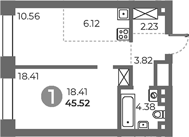 2-комн., 45.52 м², 21/24 этаж, ЖК «Павелецкая от Гранель»