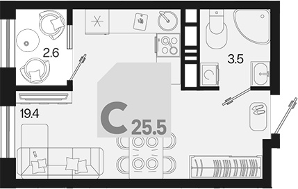 Студия квартира, 22.9 м² в ЖК Первое место — фото 2