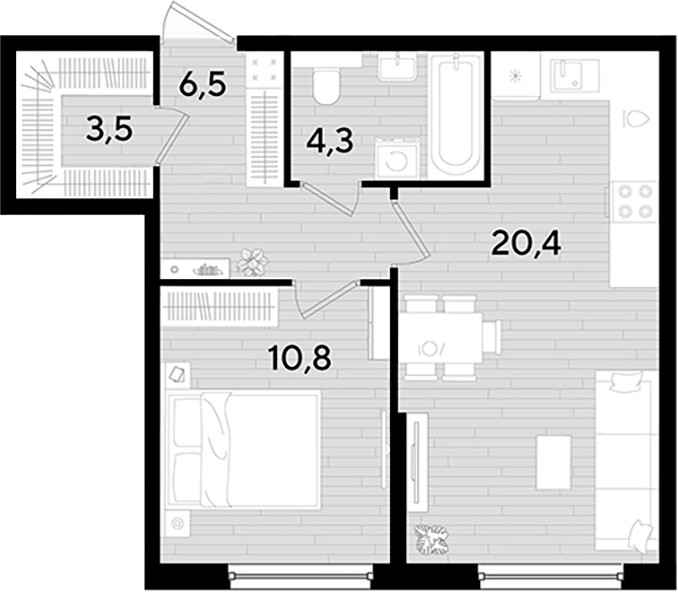1-комн. квартира, 45.5 м² в ЖК DОГМА ПАРК — фото 2