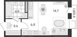 Студия, 29.7 м², 4/5 этаж, ЖК «Театральный»