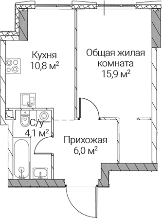 1-комн., 36.8 м², 15/51 этаж, ЖК «СЕЗАР СИЛИКА»