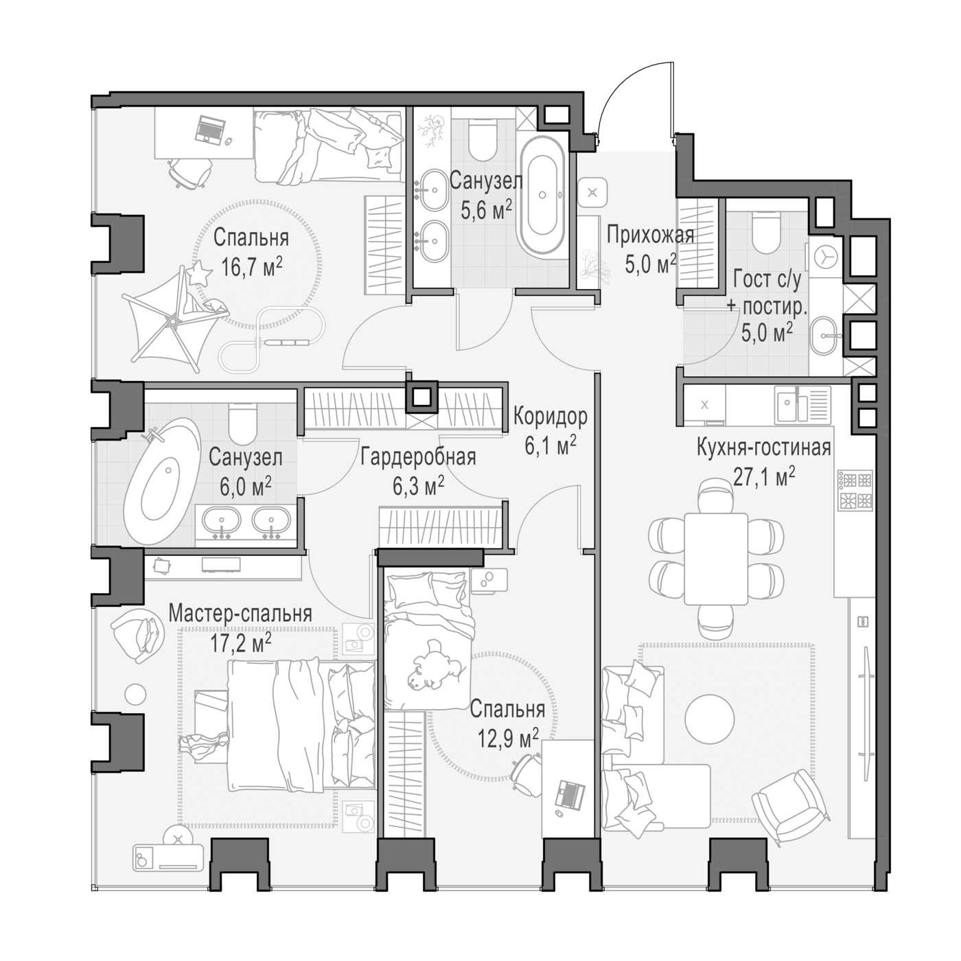 4+ комнаты, 108.4 м², 10/23 этаж, ЖК «Квартал Life Time»