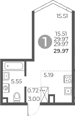Студия, 29.97 м², 9/27 этаж, ЖК «Мневники от Гранель»