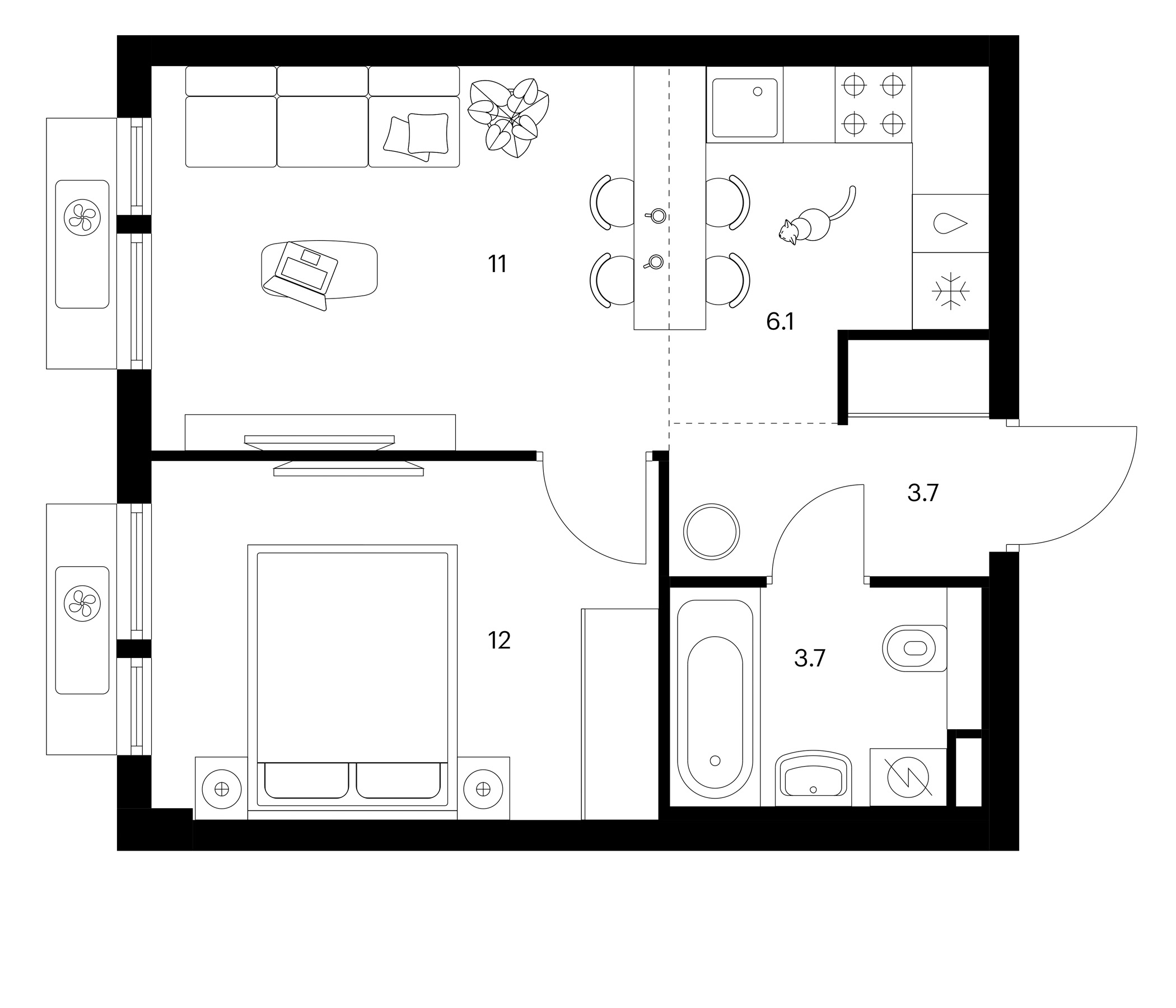2-комн., 36.5 м², 17/25 этаж, ЖК «Белая Дача парк»