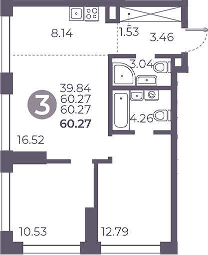 2-комн., 60.27 м², 4/39 этаж, ЖК «Мневники от Гранель»