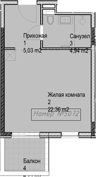 Студия квартира, 32.3 м² в ЖК Гостиничный комплекс Николай 1 — фото 2