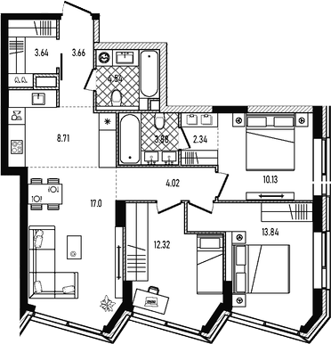 4+ комнаты, 84.08 м², 11/33 этаж, ЖК «Репаблик»