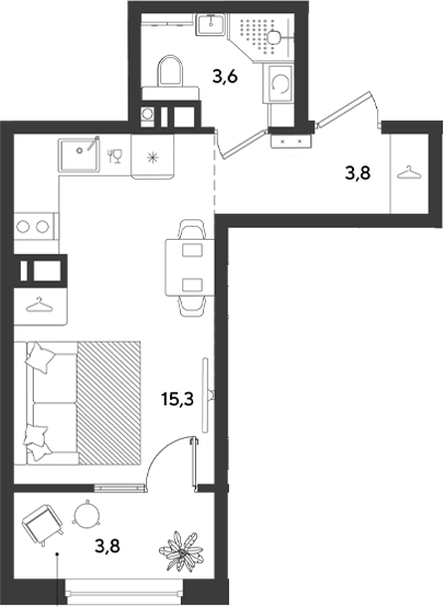 Студия квартира, 22.7 м² в ЖК Ридз — фото 2