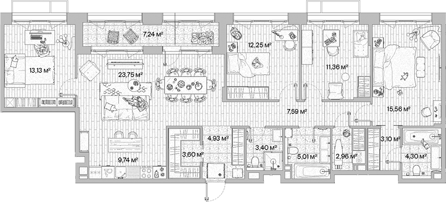 4+ комнаты, 120.68 м², 3/6 этаж, ЖК «МЫС»