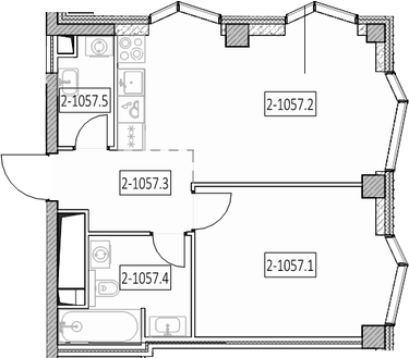 2-комн., 46.3 м², 3/14 этаж, ЖК «Айс Тауэрс»