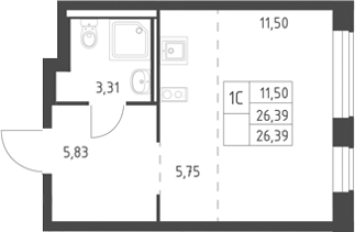 Студия, 26.39 м², 17/17 этаж, ЖК «Горки Парк»