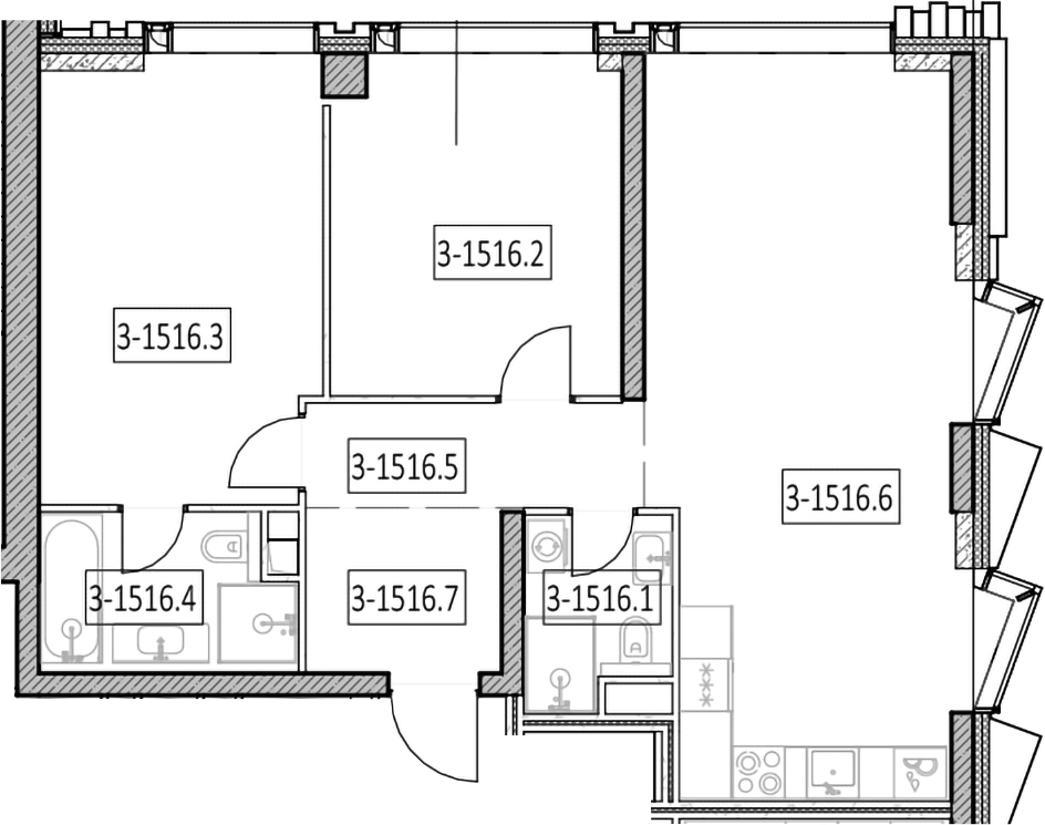 3-комн., 77 м², 54/55 этаж, ЖК «Айс Тауэрс»