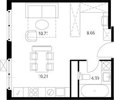 Студия, 33.97 м², 9/17 этаж, ЖК «У реки.Эко Видное 2.0»