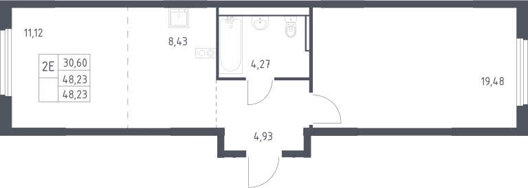 2-комн., 48.2 м², 15/17 этаж, ЖК «Пригород Лесное»
